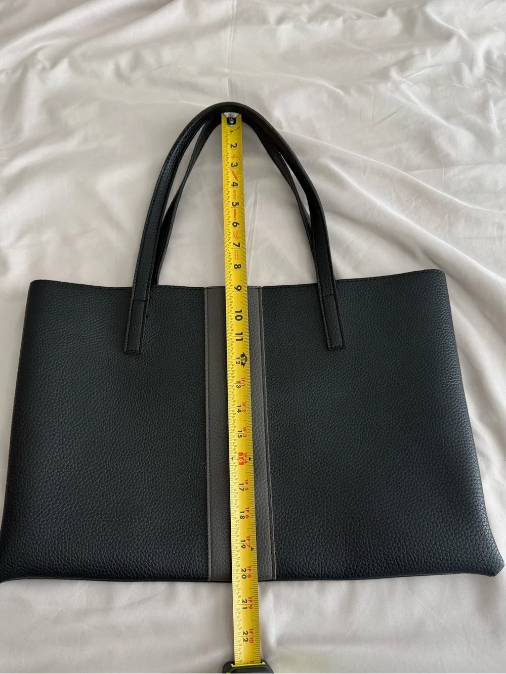 Vince Camuto Black Tote with Gray Center Stripe - Laptop Bag